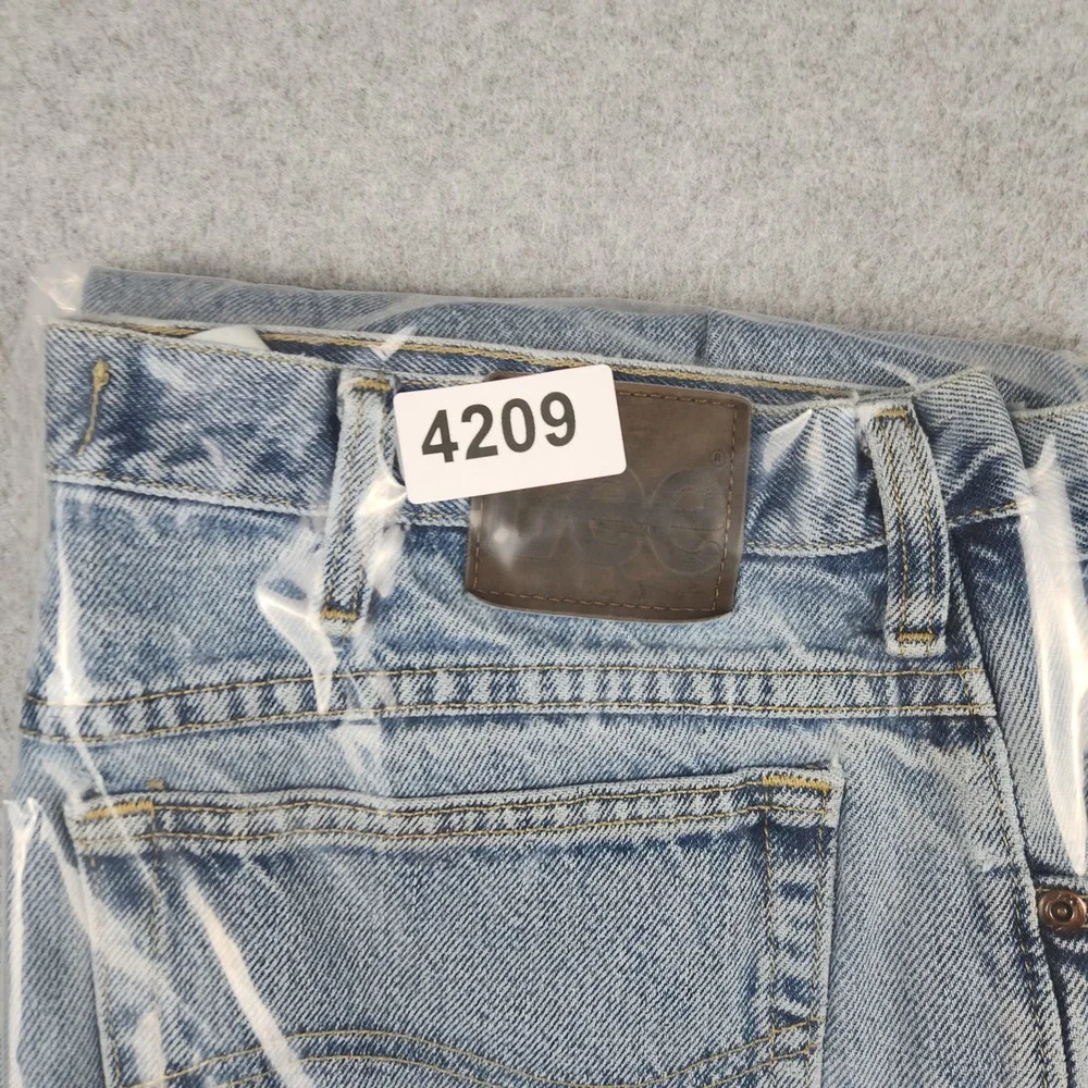 Lee Jeans Mens 40x32 Blue Denim Cotton Light Wash Regular Fit Straight Leg